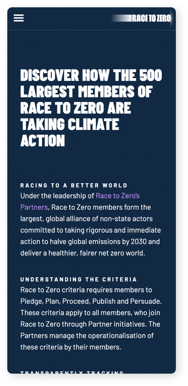 Race to Zero–Data Explorer